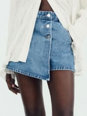 Zara Wrap Denim Skort Size M (Never Worn)